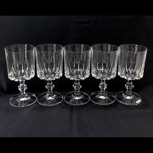 Set of five (5) crystal glasses
